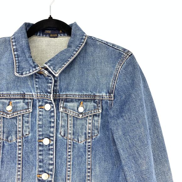 J. Crew Denim Jacket Womens Size Small Medium Wash Denim 100% Cotton - Picture 3 of 5